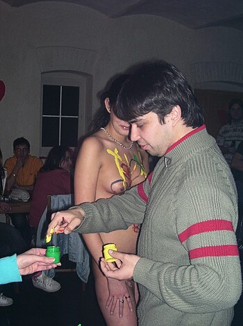 Drunken couple fucking hard while everyone is watching them at the raging house party.