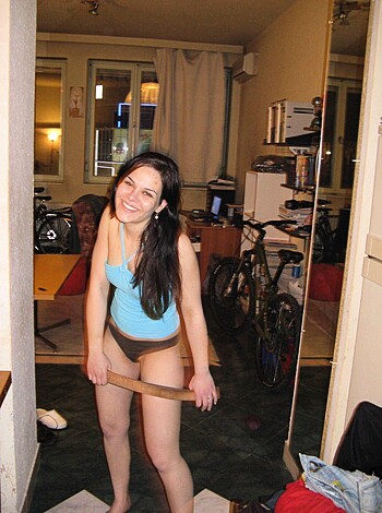 "Girl strips down to her nude ass, showing off her tits and pussy while smirking at the fuckin' camera."
