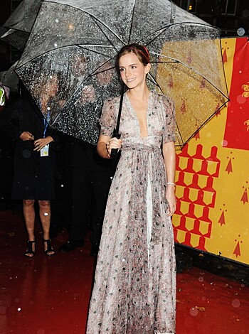 The fucking chick has got her ass covered from the fucking rain with that goddamn black motherfucker of an umbrella as she struts like a cunt in those fucking red-ass carpets, amirite?