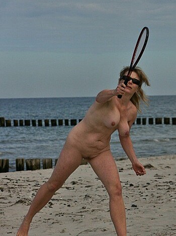 "Fucking hot bitch slamming her tits while playing fucking tennis on the sandy shore, you perverted prick."