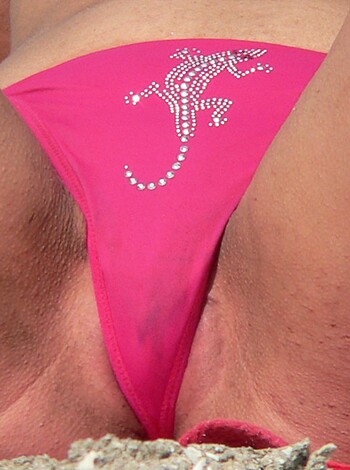 "This photo is a pink-assed shot of some lady's sexy ass swimsuit."