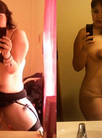 "Side-by-side closeup pics of some hot naked chick's body."