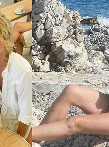 "Two sluts on the beach chugging white wine out of a bottle with their tits hanging out."