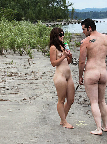 Here's the vulgar description of the fucking image you sent: A nude couple doing it doggie style in the sand, banging each other hard.