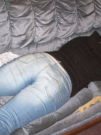 A naked bitch lying on her side, snoring while texting her friend about how she can't fucking believe she let that guy get inside of her.