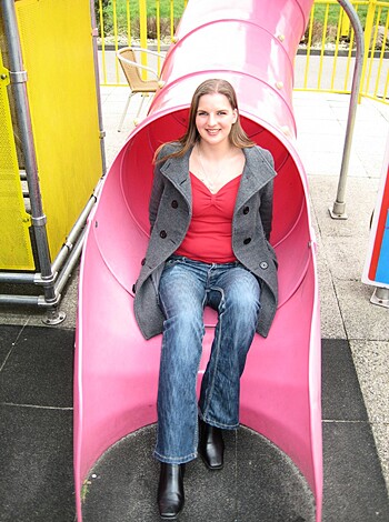 """
A fucking chick on a bitchin’ pink fucking slide.
"""
