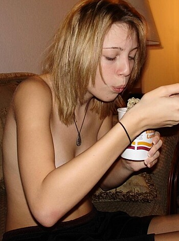 """
Cute young chick slurping her fucking Cornflakes for breakfast.
""