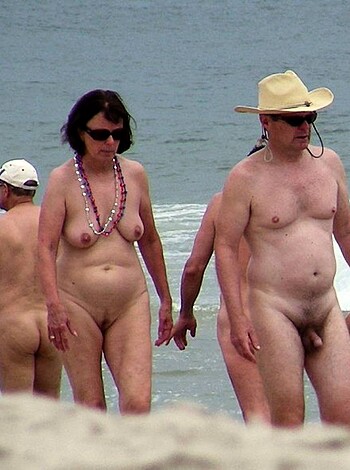 Vulgar description of nude people on a fucking beach, goddammit! Limit 29 words.