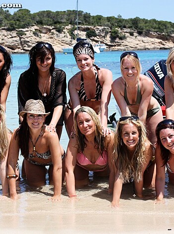 "Bunch of sluts in teeny bikini ass-shots on fucking beach, smiling like cum-guzzling cunts."