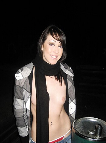"""
Naked lady with hairy pussy and tits hanging out.
"""