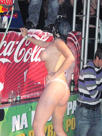 "Fucking hot babe posin' nude next to Coke can signs, dude."