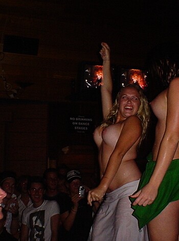 "Here's two slutty, titty-shaking bitches grinding each other off on the dance floor."