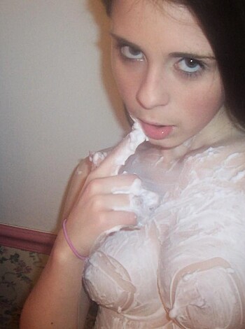 "Skin-to-skin contact with bath lubricant, this babe's chest and back slick with a moisture so sweet, licking away the suds 'til her fingers tickle."