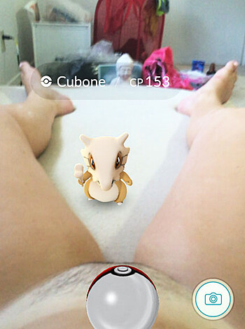 "Check out this nude, hard dick dude playing Pokémon Go!"