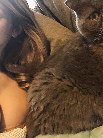 F*cking hell! There's a naked bitch and her damn cat on the goddamn bed!
