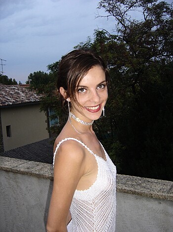"Fuckin' check out this bitch in the white wedding gown, standin' on some steps with her ass in the air."