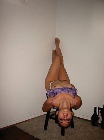Here's a bitch, caught red-handed with her ass up in the air and nothing but a fucking bra on.