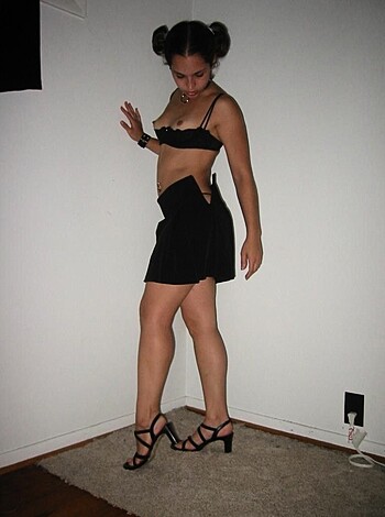 Vulgar description: A horny slut, in her sexiest lace panties and stilettos, gets all up on that camera like a hoe.
