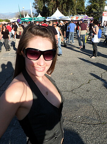 A scorching hot bitch with tits and shades.