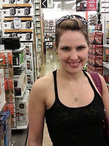 "Fuckin' bitch titties out for all to see in a shop."