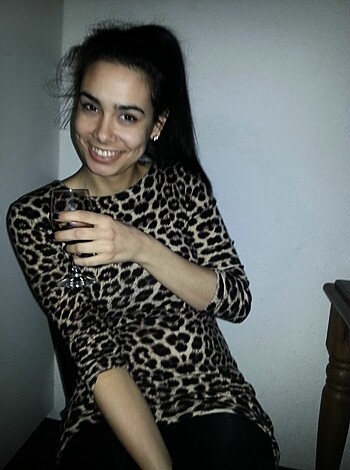 "Here's a fucking hot bitch dressed up in a leopard print top, sipping on some sweet-ass vino."