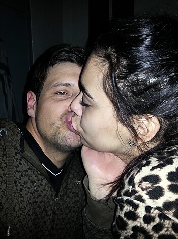 Fucking couple tonguing each other hard.
