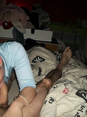 "A fucking naked man boning his bitch from behind."